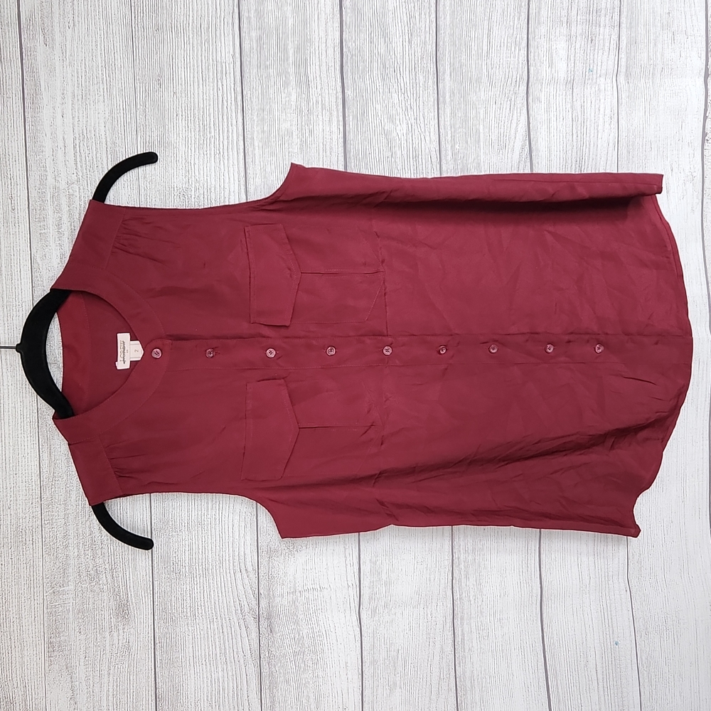 COPY - J crew burgundy sleeveless button down top